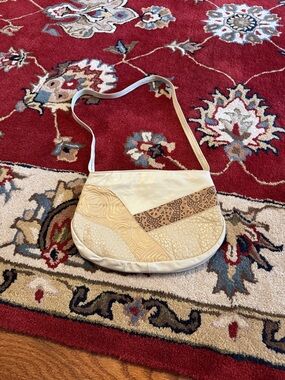 Cream Patchwork Crossbody Bag - Women's Shoulder Purse